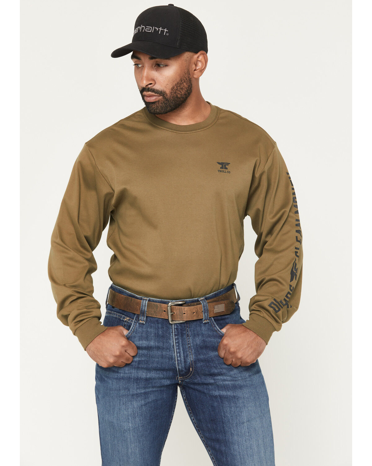 Image #1 - Troll Co Men's FR DHCM Anvil Long Sleeve Graphic Work T-Shirt - Big, Olive, hi-res