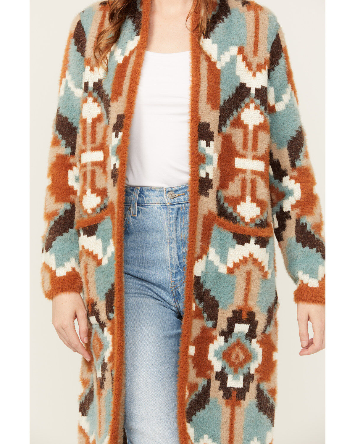 Image #3 - Shyanne Women's Southwestern Print Eyelash Cardigan, , hi-res