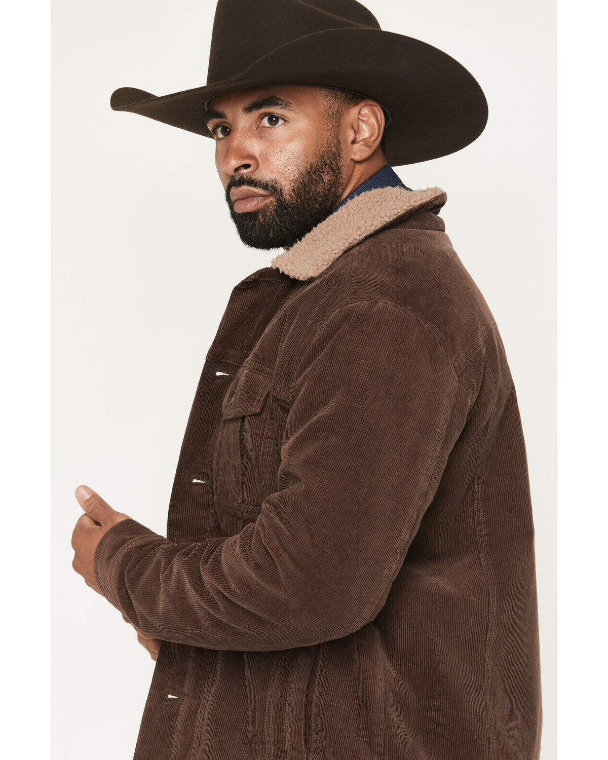 Image #2 - Cody James Men's Ozark Corduroy Sherpa Lined Heavyweight Trucker Jacket, Dark Brown, hi-res