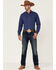 Image #2 - Ariat Men's Solid Teal Jurlington Retro Long Sleeve Pearl Snap Western Shirt, Blue, hi-res