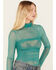 Image #2 - Free People Women's Under It All Ruched Mesh Bodysuit, Teal, hi-res