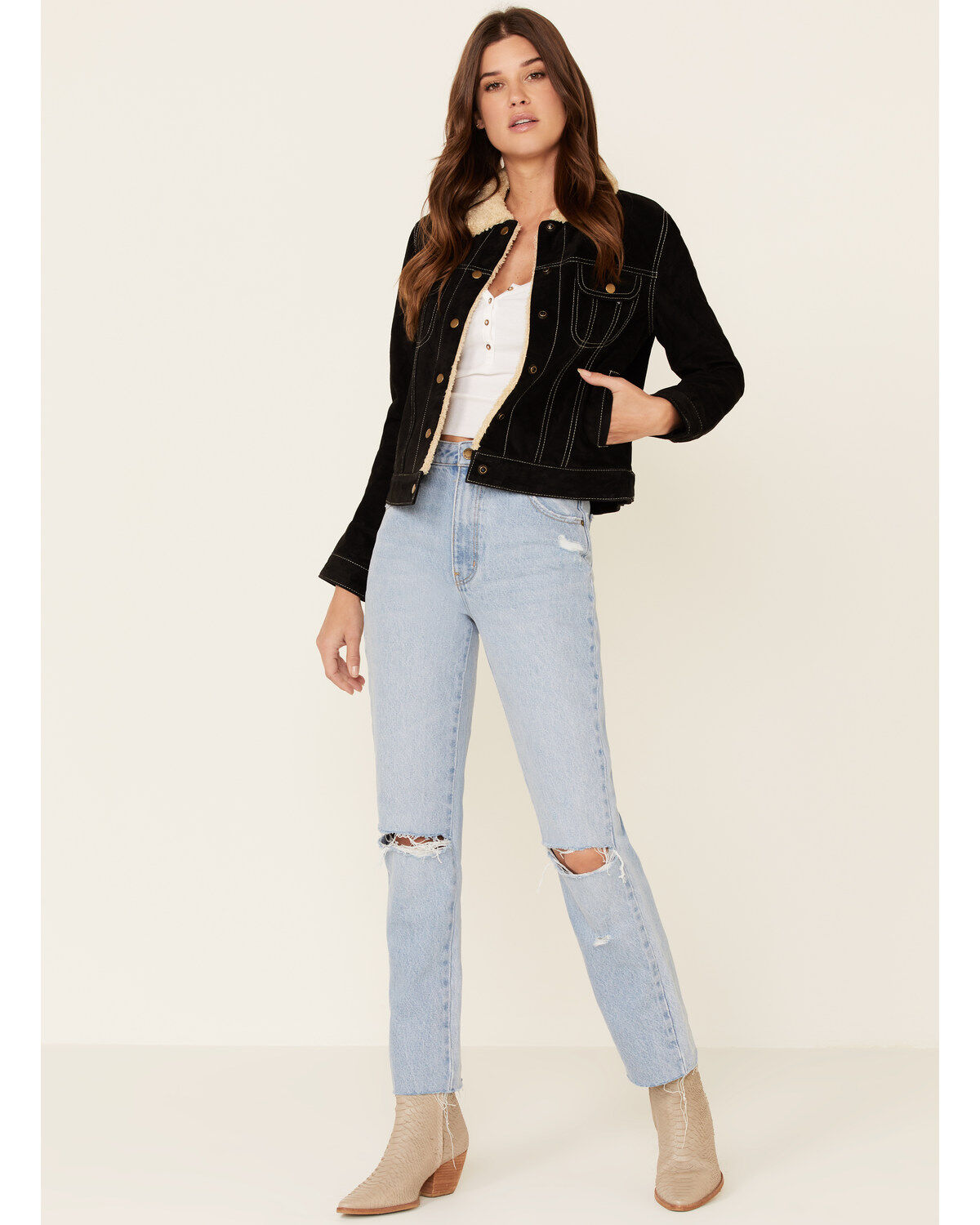 Image #2 - Scully Women's Faux Shearling Leather Jacket, Black, hi-res