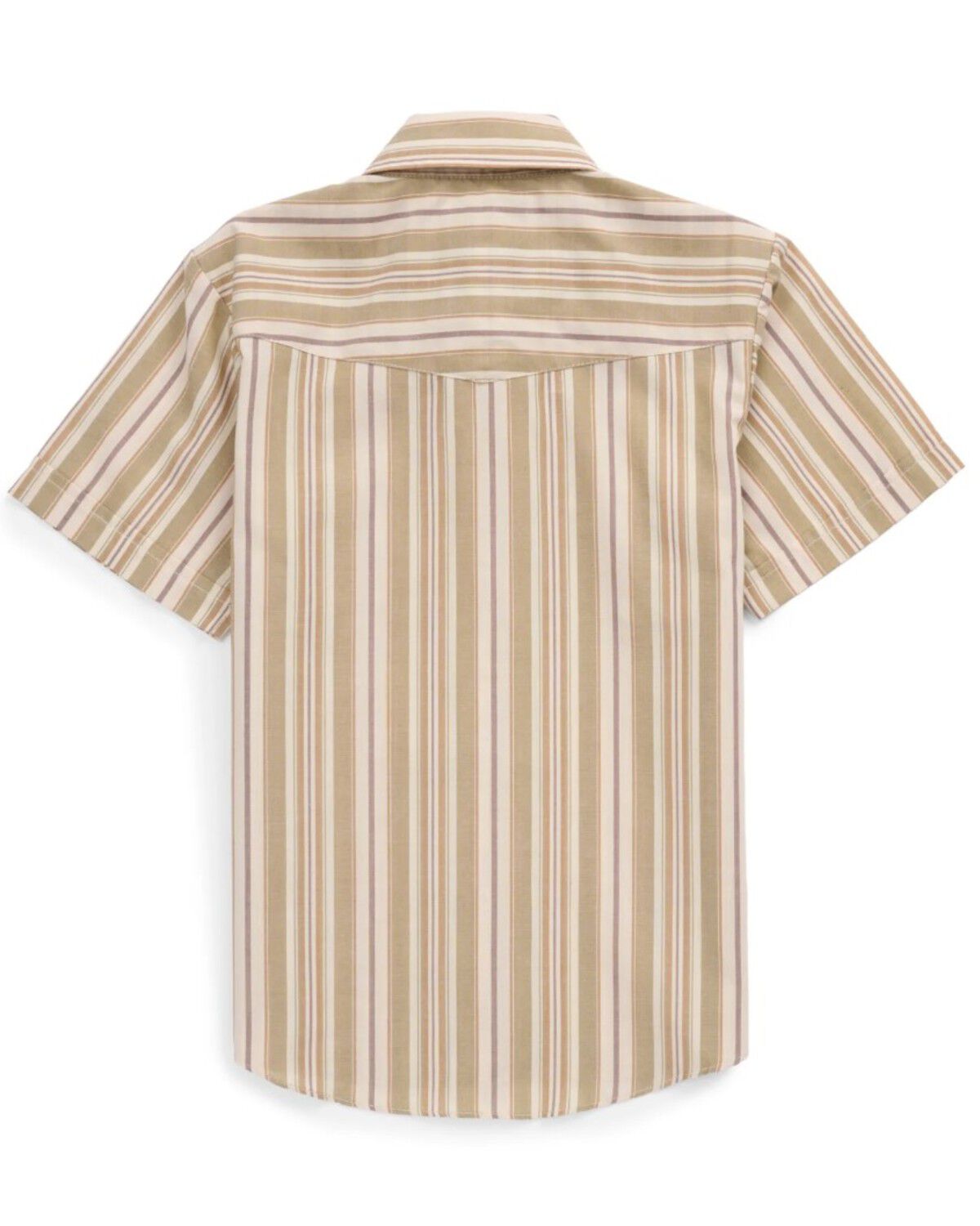 Image #2 - Ely Walker Boys' Striped Short Sleeve Pearl Snap Western Shirt, Olive, hi-res