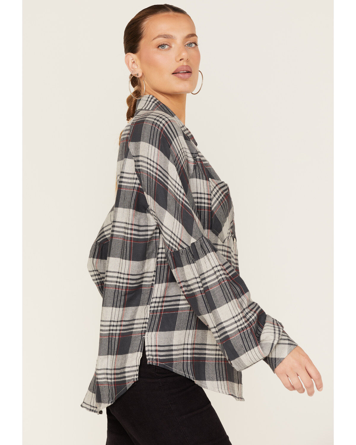 Image #2 - Wrangler Retro Women's Plaid Print Long Sleeve Pearl Snap Shirt, , hi-res