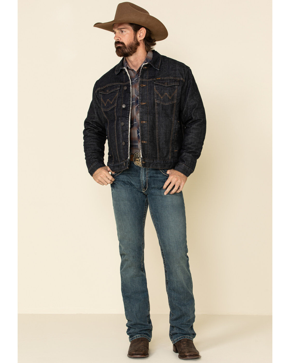 Wrangler retro men's sherpa lined denim trucker jacket