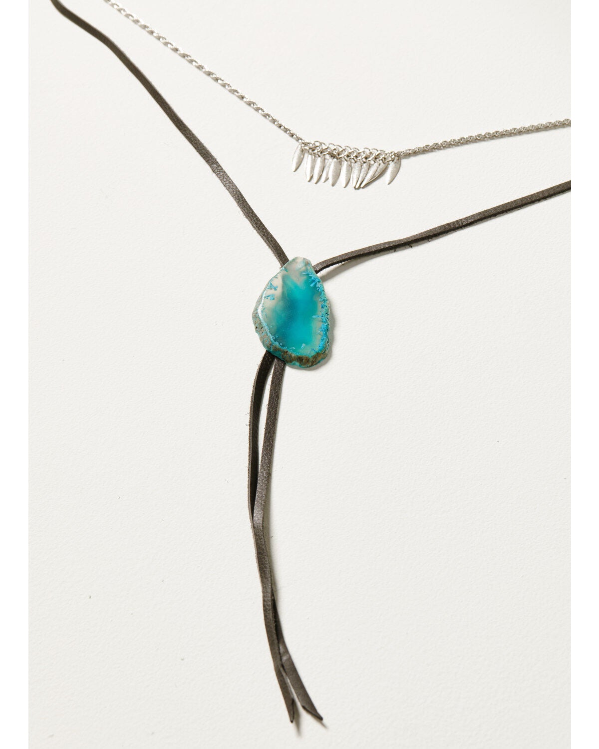 Shyanne Women's Monument Valley Blue Agate Stone Necklace, Silver, hi-res