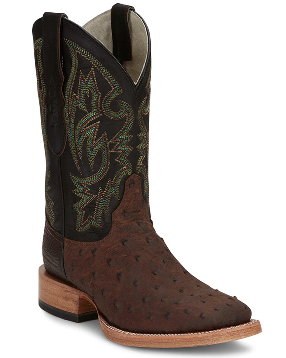 Justin Men's King Kango Exotic Full-Quill Ostrich Western Boots - Broad Square Toe, Dark Brown, hi-res