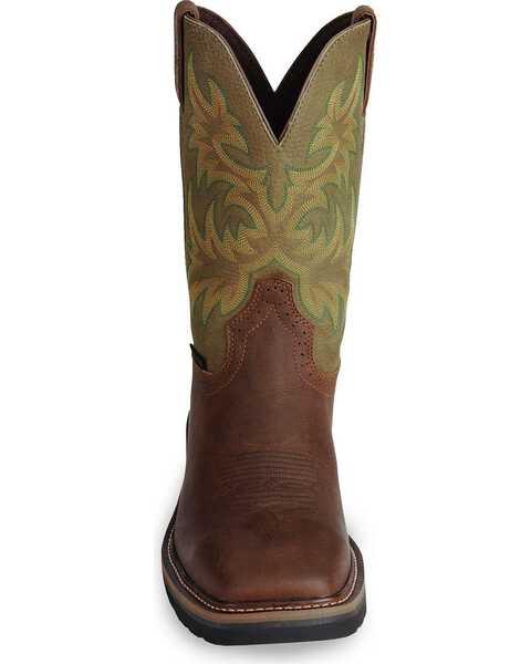 Image #4 - Justin Men's Stampede 11" Steel Toe Western Work Boots, Waxed Brn, hi-res