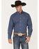 Cinch Men's Geo Print Long Sleeve Button Down Western Shirt , Royal Blue, hi-res