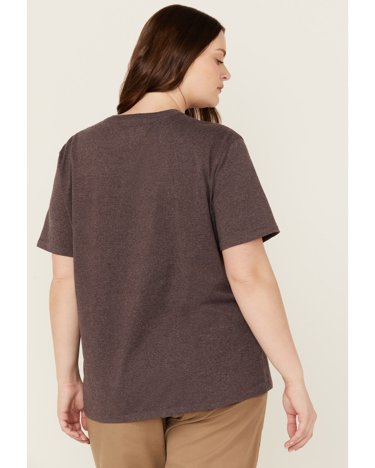 Image #4 - Carhartt Women's Heavyweight Pocket Short Sleeve Work Tee - Plus, Purple, hi-res