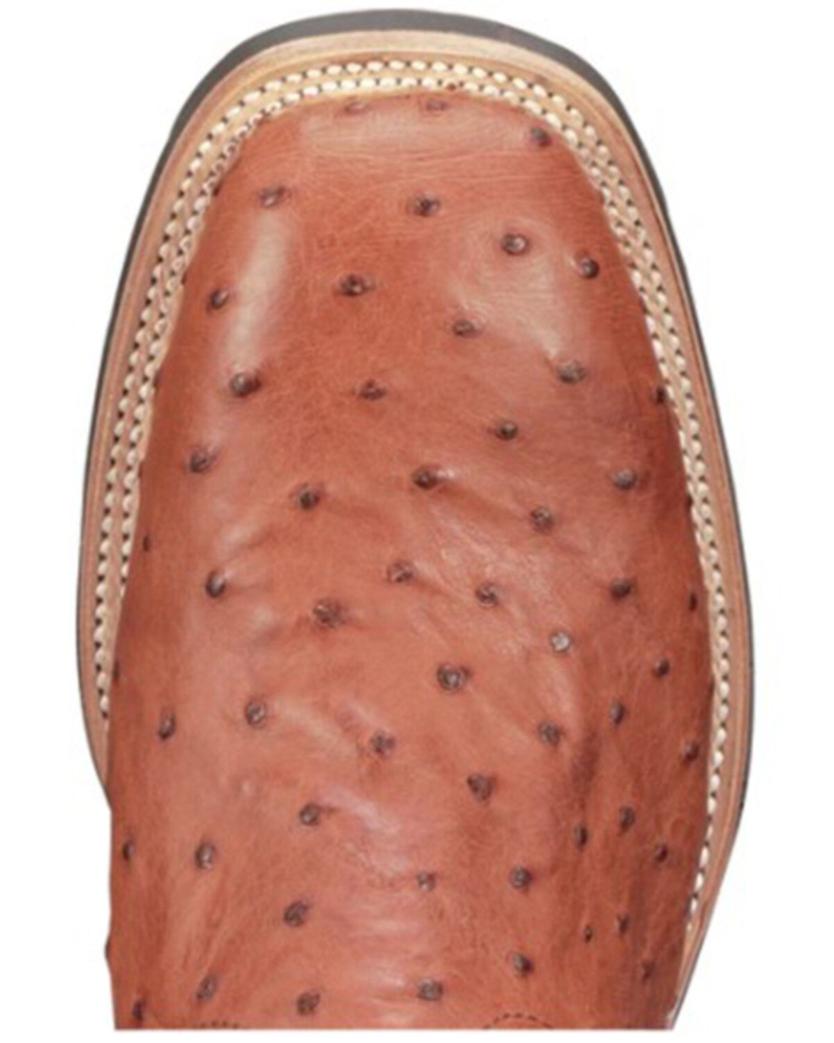 Lucchese Men's Rowdy Ostrich Skin Western Boots - Broad Square Toe, Cognac