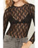 Image #3 - Ash & Violet Women's Solid Lace Long Sleeve Sheer Shirt, Black, hi-res