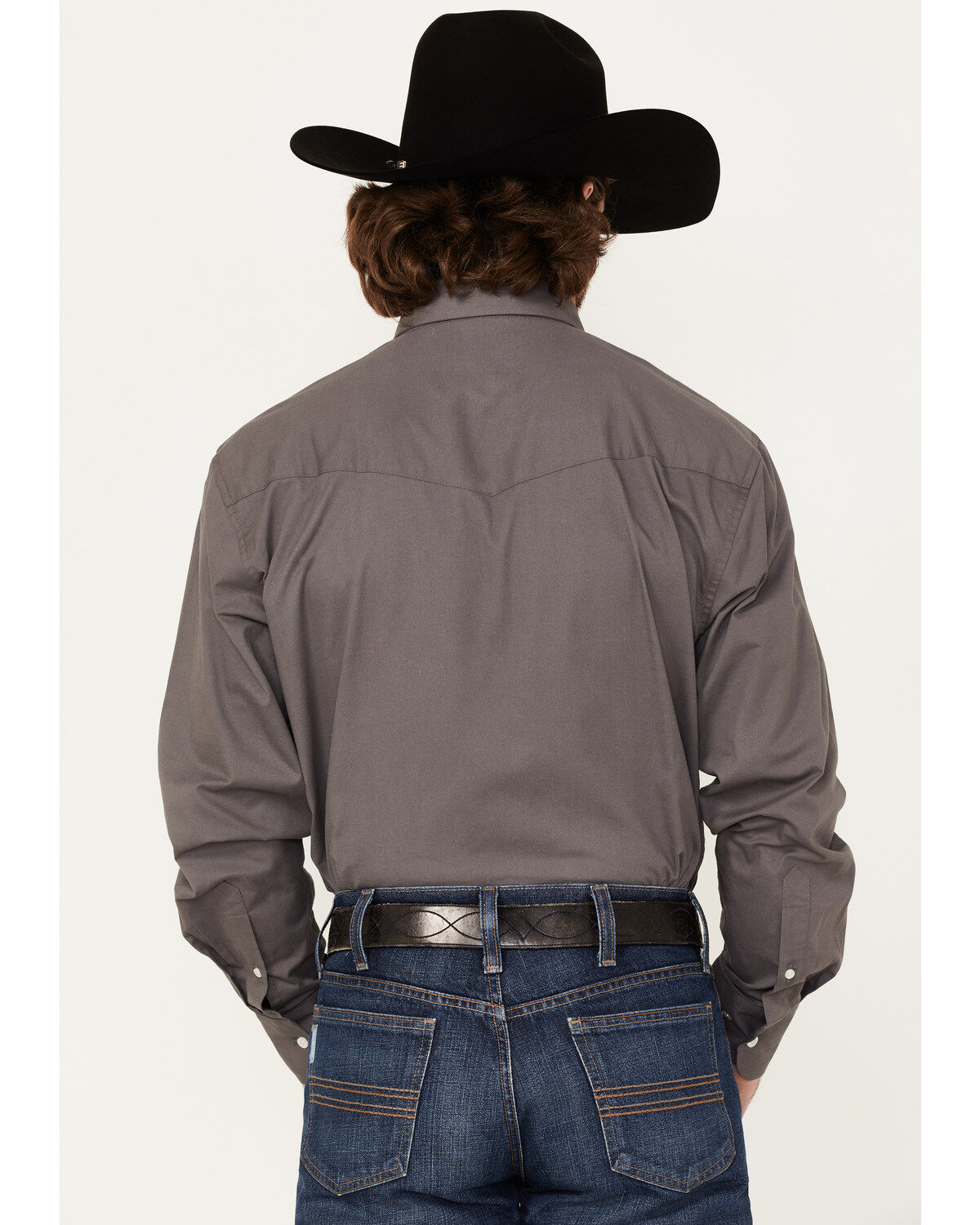 Image #4 - Resistol Men's Jax Solid Button Down Western Shirt, Dark Grey, hi-res