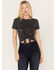 Image #1 - Shyanne Women's Tie-Front Foil Mountain Graphic Tee, Charcoal, hi-res