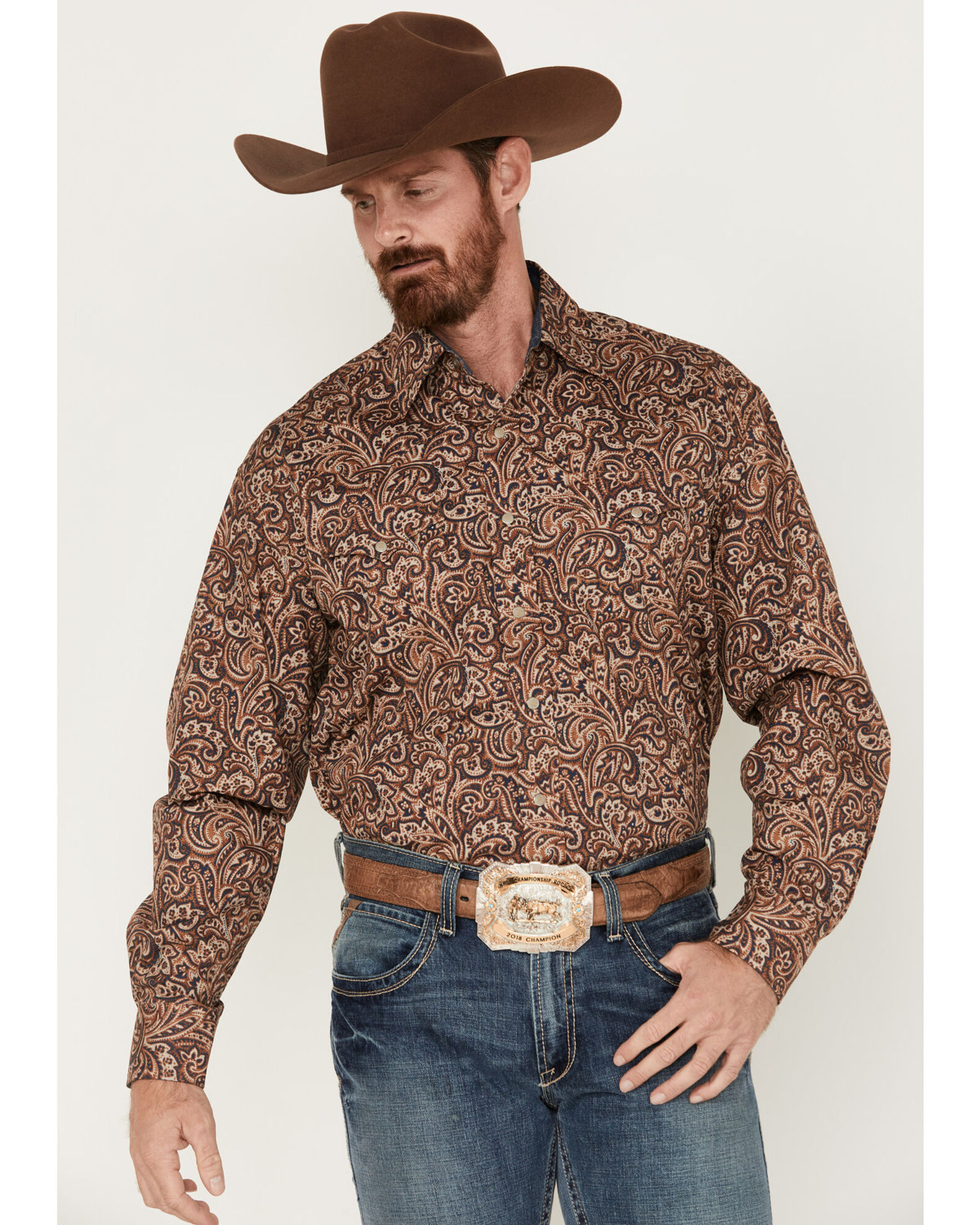 Product Name Stetson Men s Paisley Print Long Sleeve Snap Shirt