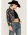 Shyanne Women's Bandana Print Relaxed Cropped Jacket, Black, hi-res