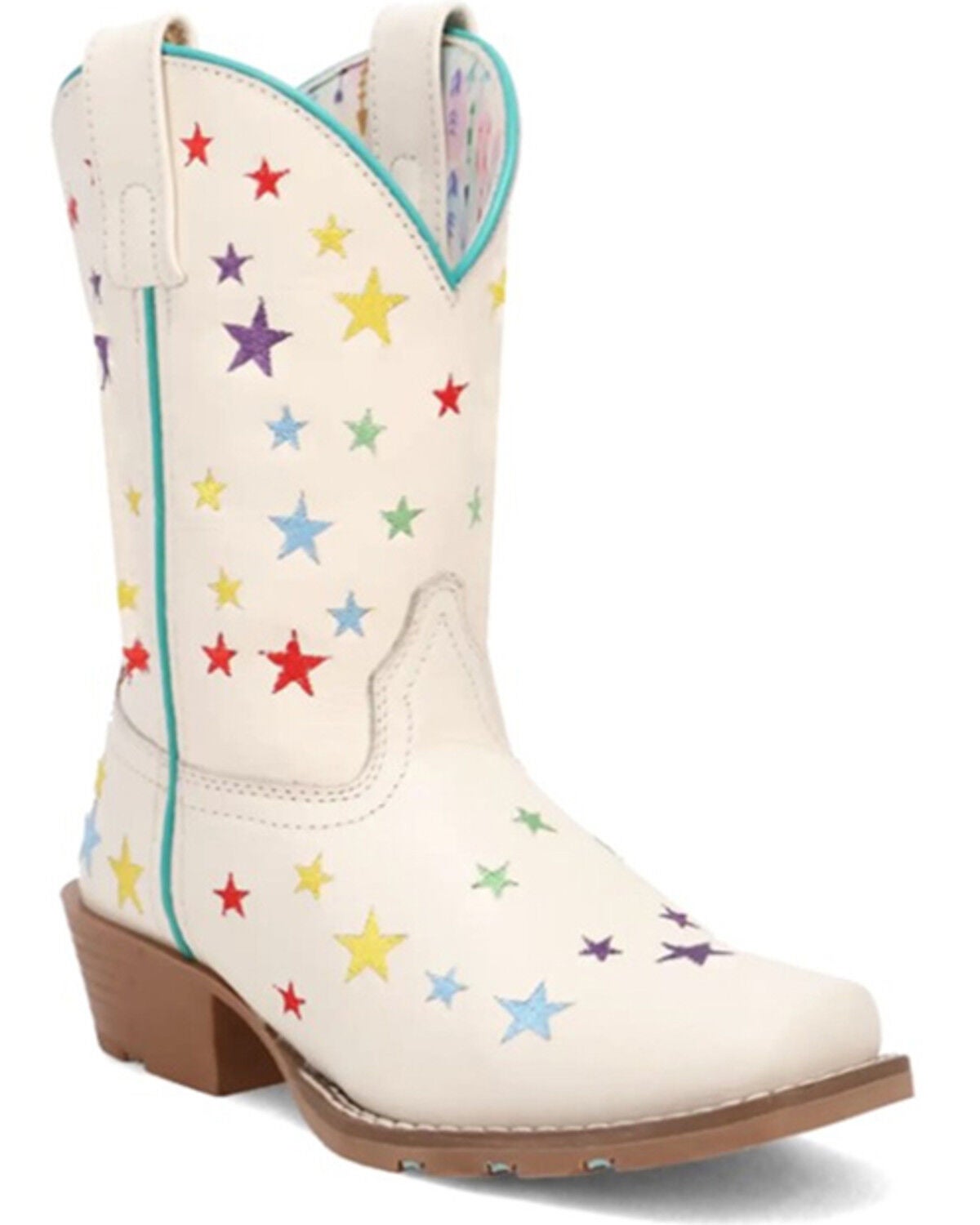 Dan Post Little Girls' Starlett Western Boots - Square Toe, White, hi-res