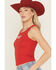 Image #2 - Youth in Revolt Women's Good Hearted Woman Ribbed Tank, Red, hi-res