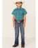 Image #4 - RANK 45® Girls' Floral Horse Print Short Sleeve Pearl Snap Rodeo Shirt, Teal, hi-res