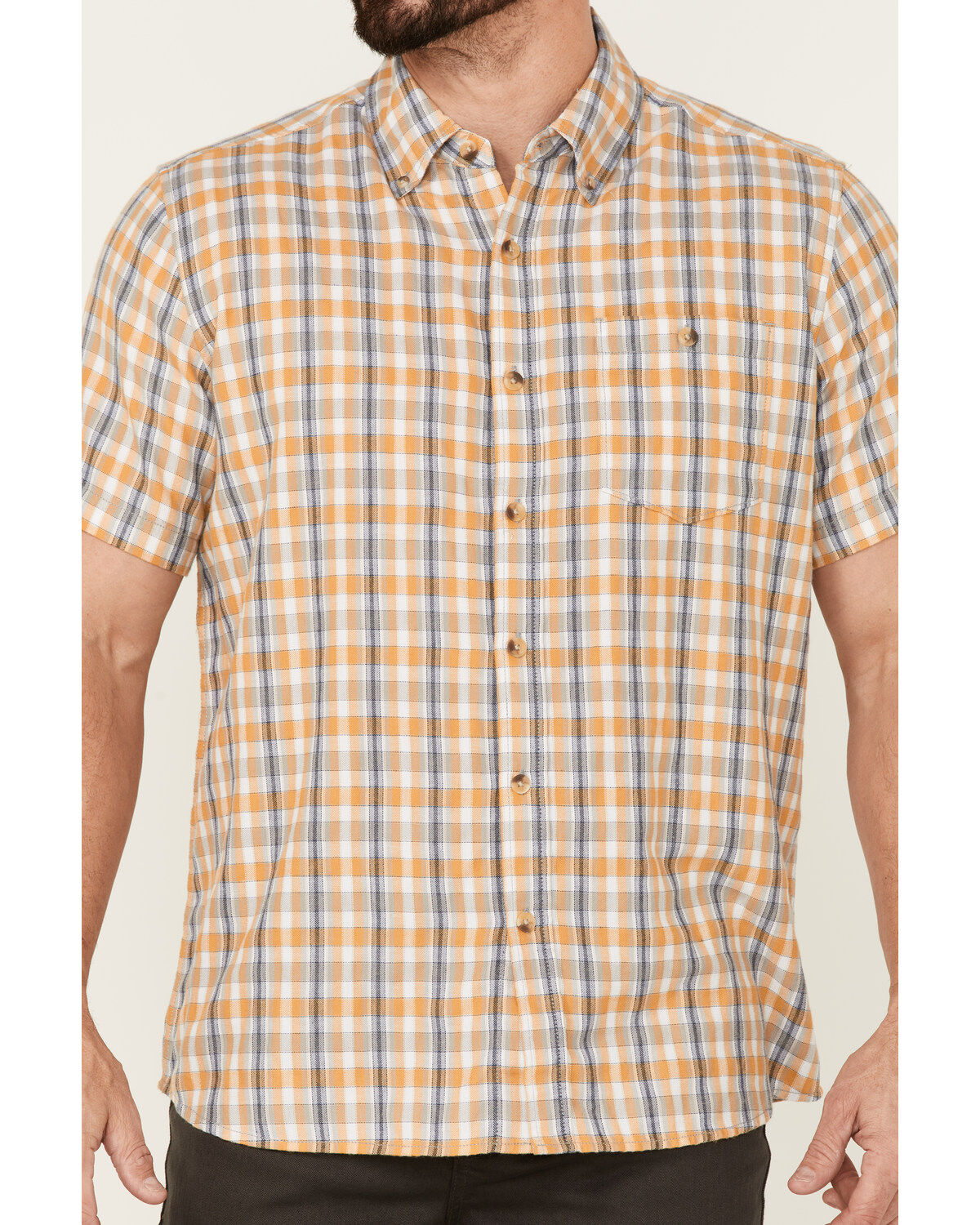 Image #3 - North River Men's Cozy Cotton Plaid Short Sleeve Button Down Western Shirt, Mustard, hi-res