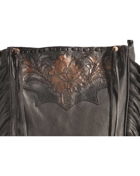 Image #2 - Kobler Leather Black Hand-Tooled Pouch Bag , Black, hi-res