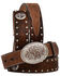 3D Boys' Brindle Hair Cross Concho Buckle Belt, Tan, hi-res