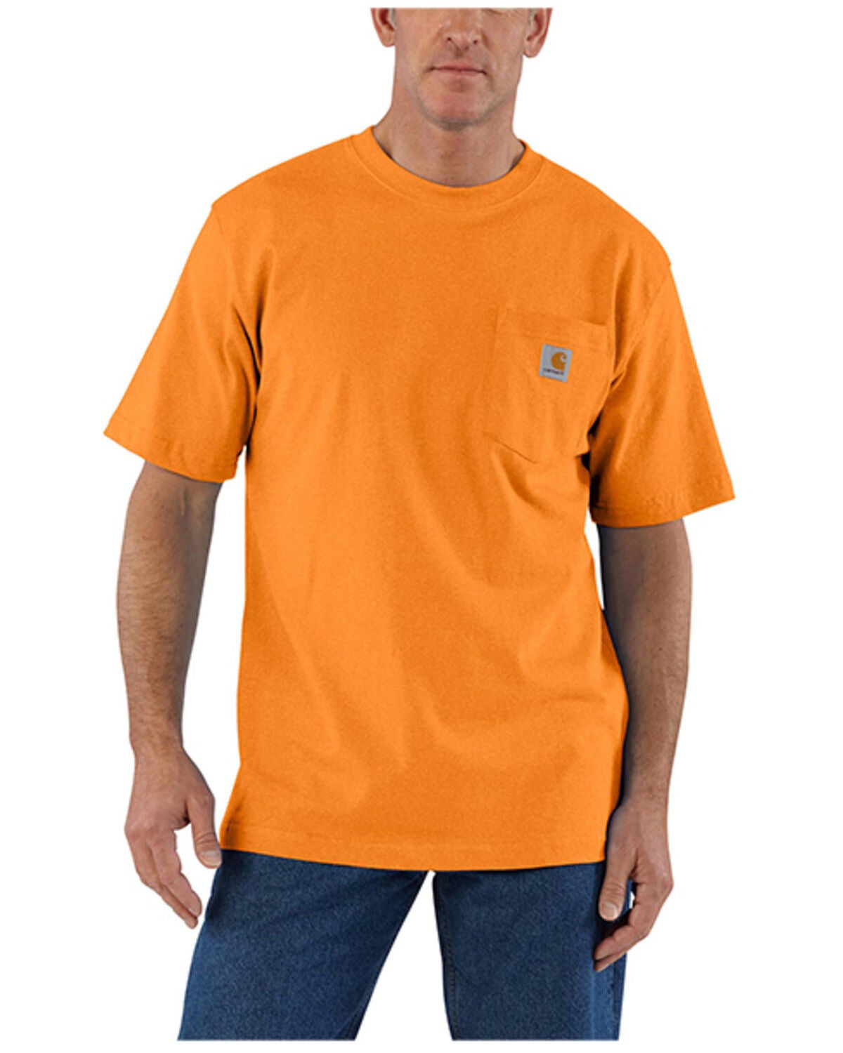 Carhartt Men's Loose Fit Heavyweight Short Sleeve Work T-Shirt, Heather Orange, hi-res