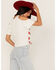 Shyanne Women's Americana Southwestern Flag Cold Shoulder Graphic Tee, Ivory, hi-res