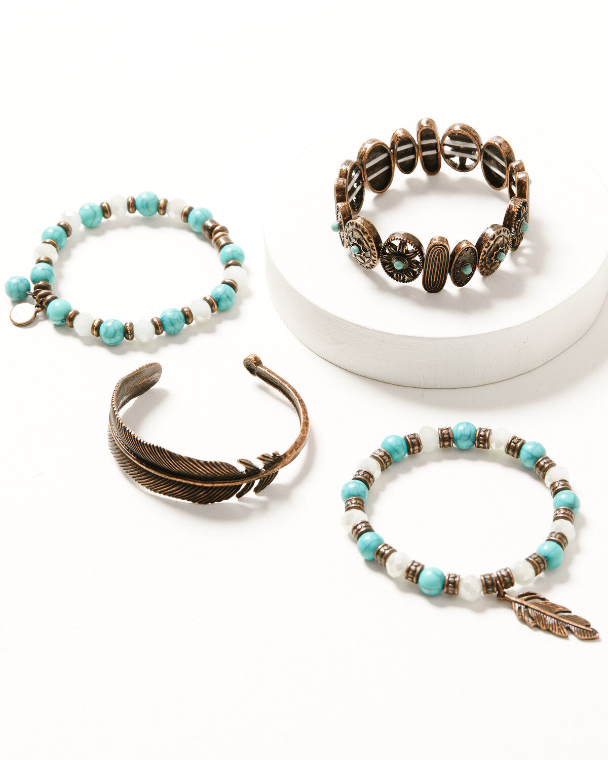 Image #1 - Shyanne Women's Mystic Skies Feather Cuff Bracelet Set - 4-Piece, Rust Copper, hi-res