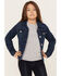 Levi's Little Girls' Dark Wash Stretch Trucker Denim Jacket, Blue, hi-res