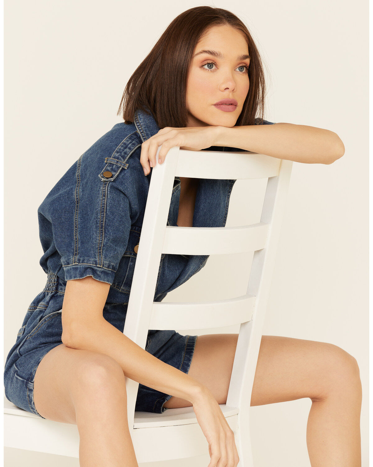 Image #5 - Molly Bracken Women's Denim Playsuit, Blue, hi-res