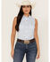 Ariat Women's Stripe Print Boom Boom Sleeveless Snap Western Shirt, Blue, hi-res