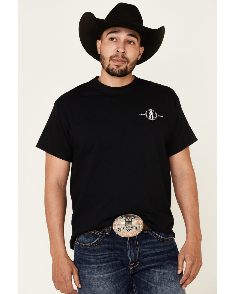 Cowboy Up Men's Black Two Words America Graphic T-Shirt , Black, hi-res