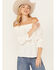 Image #1 - Wild Moss Women's Embroidered Floral Off The Shoulder Long Sleeve Top, Ivory, hi-res