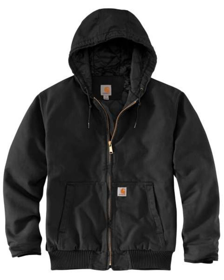 Carhartt Men's Black Washed Duck Active Hooded Work Jacket - Big | Boot ...