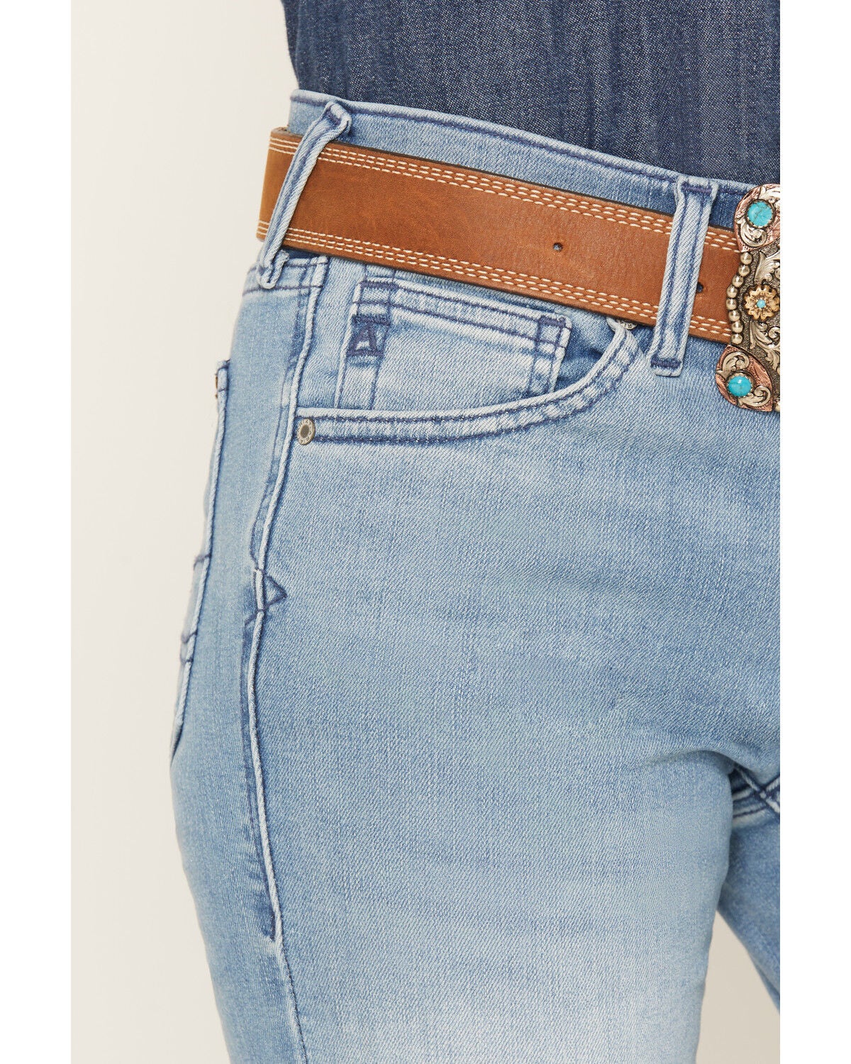 Image #2 - Ariat Women's Vilma Light Wash Perfect Rise Bootcut Ultra Stretch Denim Jeans, Light Wash, hi-res