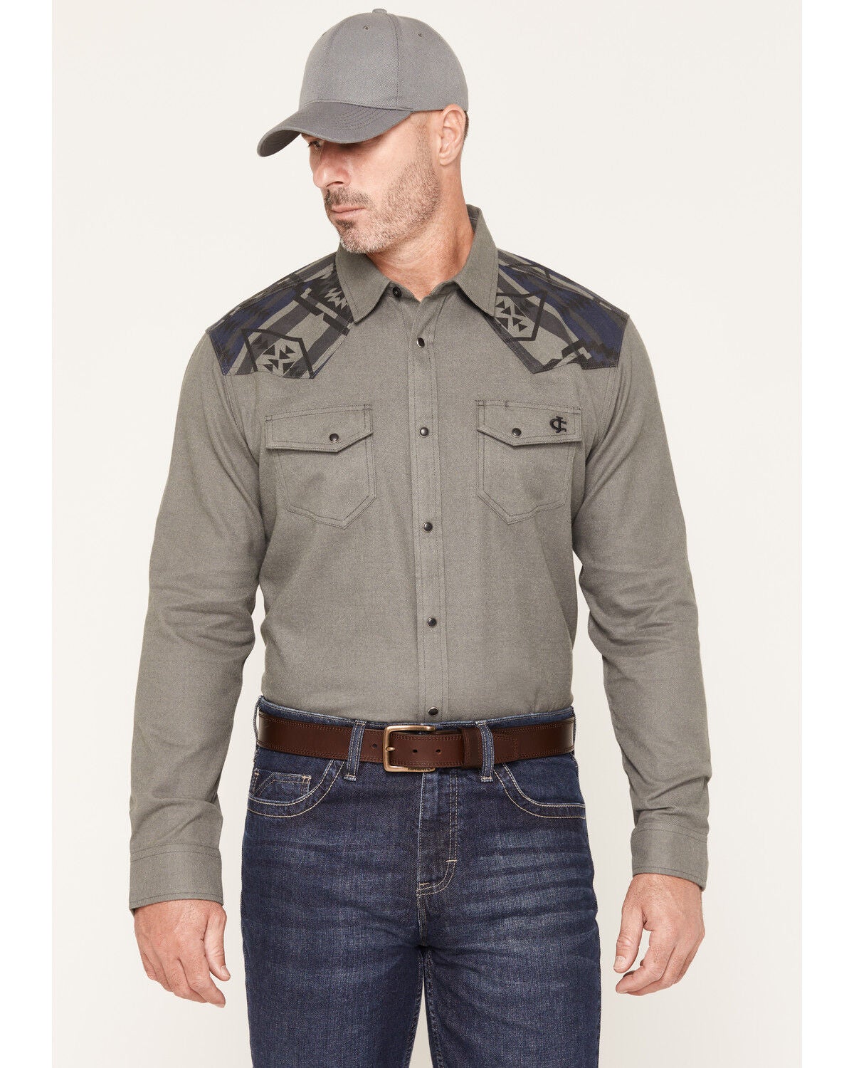 Cody James Men's FR Worthy Long Sleeve Snap Flannel Work Shirt, Grey, hi-res