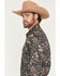 Image #2 - Rock & Roll Denim Men's Vintage Conversational Print Long Sleeve Snap Western Shirt, Charcoal, hi-res
