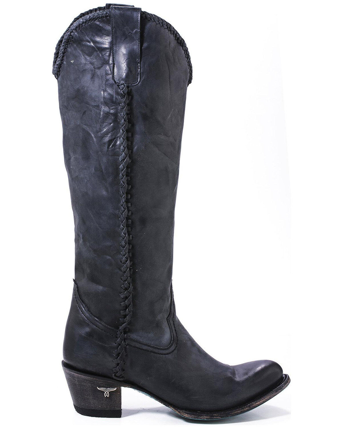 Image #3 - Lane Women's Plain Jane Distressed Round Toe Western Boots, Black, hi-res