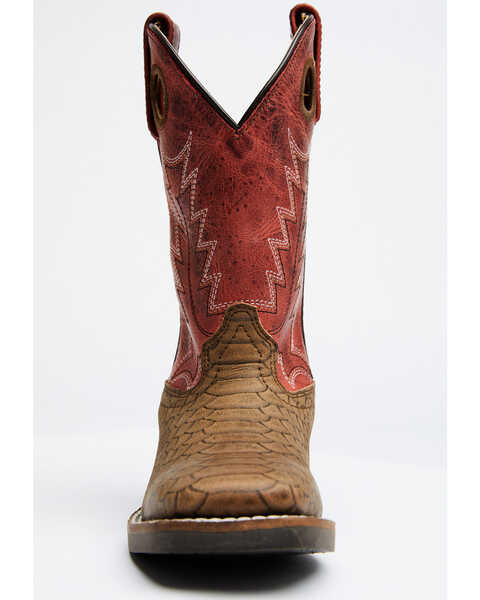 Cody James Boys' Red Reptile Print Western Boots - Broad Square Toe, Red/brown, hi-res