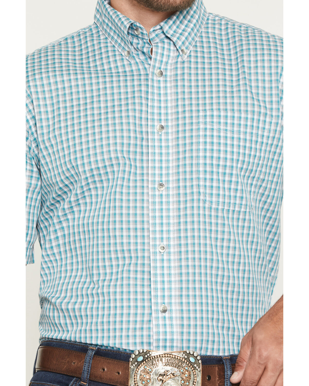 Wrangler Riata Men's Assorted Plaid Print Short Sleeve Button-Down Western Shirt