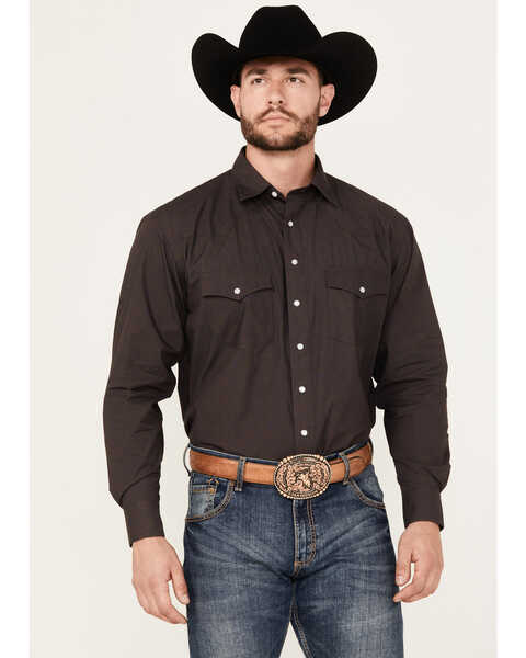 Image #1 - Resistol Men's Lucas Paisley Print Long Sleeve Pearl Snap Western Shirt, Dark Blue, hi-res