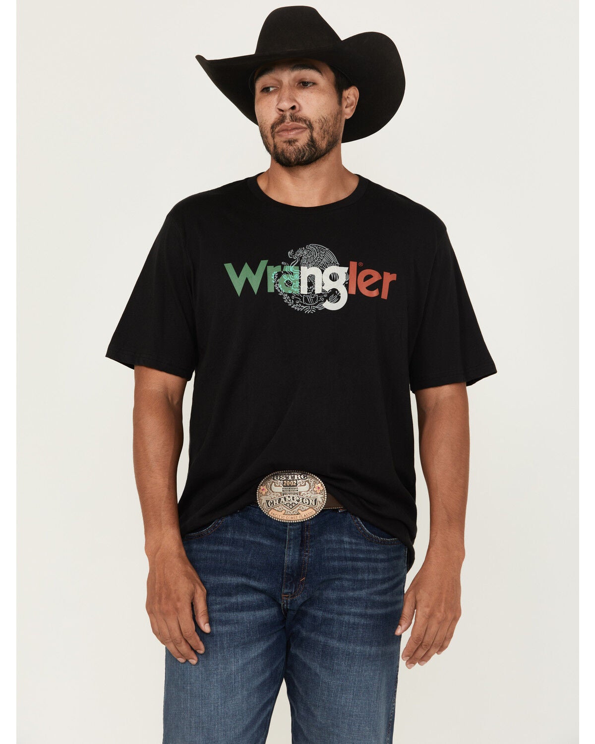 Wrangler Men's Mexico Logo Short Sleeve Graphic T-Shirt, Black, hi-res
