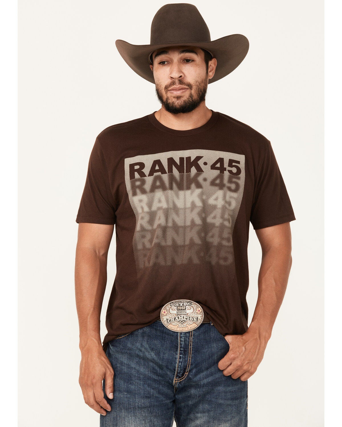 RANK 45&reg; Men's Blurville Short Sleeve Graphic T-Shirt, Chocolate, hi-res