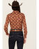 Image #4 - Shyanne Women's Diamond Printed Long Sleeve Button-Down Stretch Western Riding Shirt, Caramel, hi-res