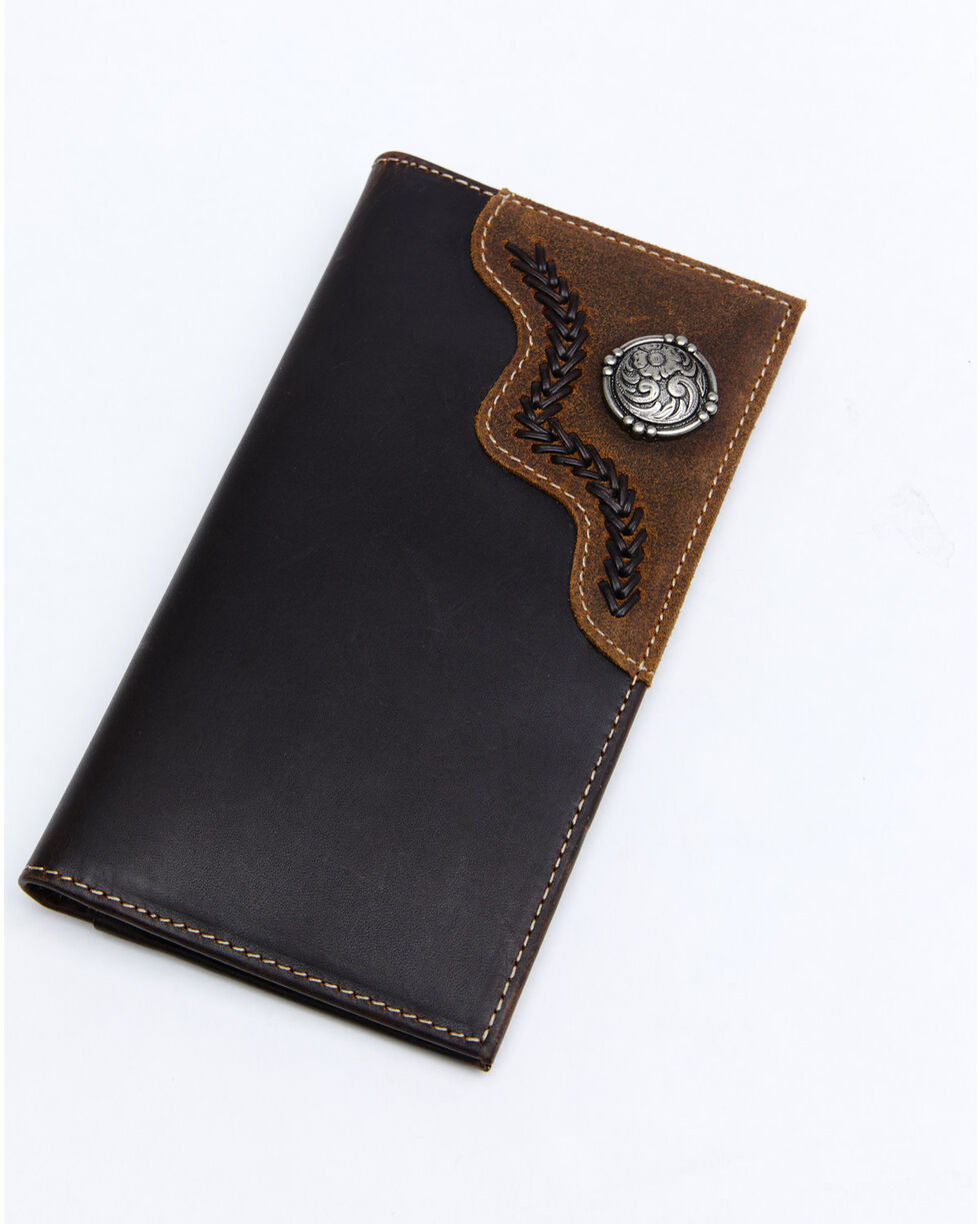 Leather Long Wallet for Men Brown Bifold Rodeo Wallet /& Checkbook Cover