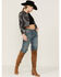Shyanne Women's Bandana Print Relaxed Cropped Jacket, Black, hi-res