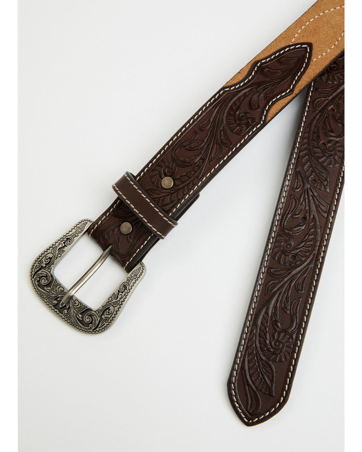 Image #2 - Cody James Men's Concho Suede Leather Belt, Tan, hi-res