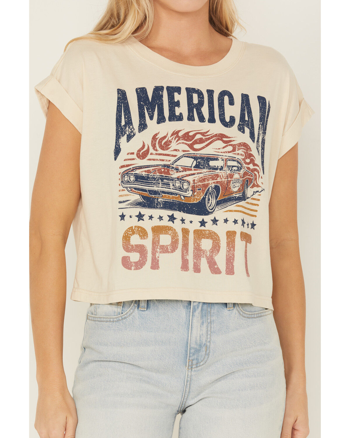 Image #3 - Cleo + Wolf Women's American Spirit Short Sleeve Graphic Tee, Sand, hi-res