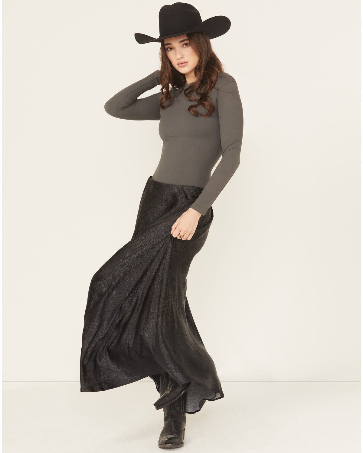 Image #1 - Ariat Women's Athena Midi Skirt, Black, hi-res